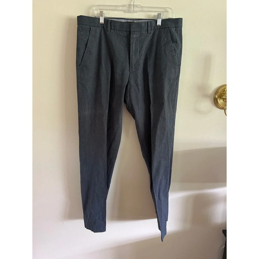 Banana Republic Mens Straight Fit Trousers Charcoal Gray Dress Pants 35x32